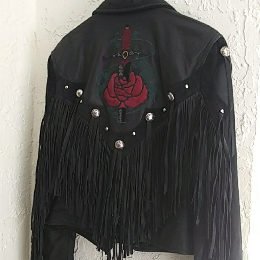 Woman's Vintage biker leather moto jacket